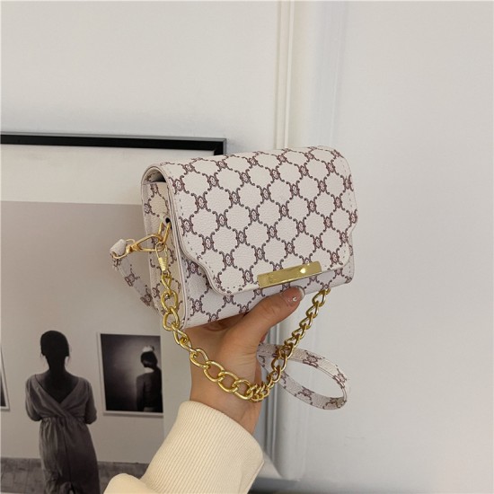 2024 spring and summer new retro printing shoulder bag women in Europe and America retro fashion atmosphere Simple crossbody small square bag