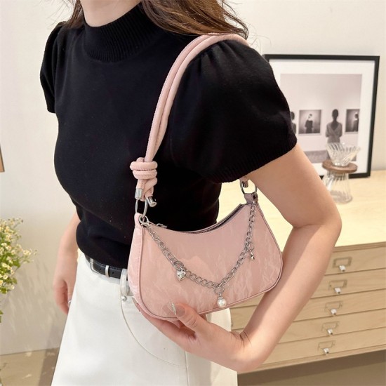 Summer fashion handbian shoulder bag female beautiful casual niche design crossbody bag new metal chain new moon bag