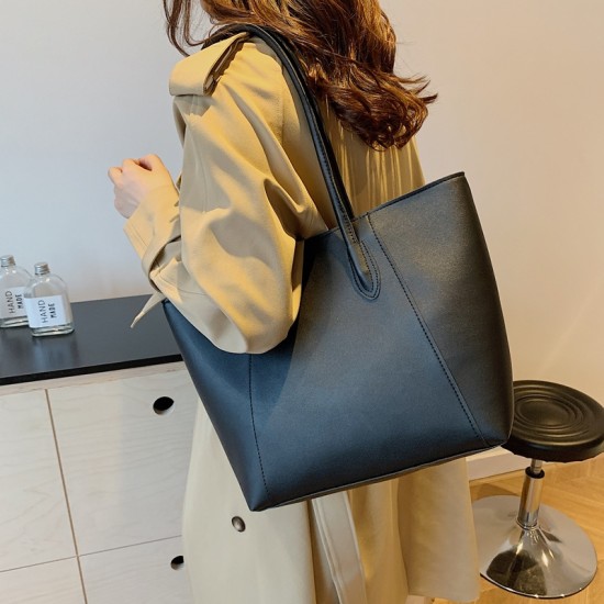 Soft -noodle retro todot women 2024 new solid color fashion casual large capacity commuting simple shoulder bag