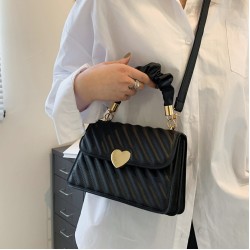 Korean version of love casual texture women's bag 2024 new commute simple shoulder mesengers bag personality hand -carrying small square bag