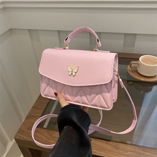 Pure -colored diamond handbag 2024 new retro fashion crossbody bag simplicity, casual foreign gas shoulder small bag