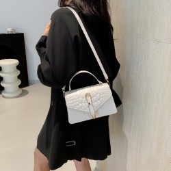 Advanced texture crocodile pattern bag female 2024 new solid color fashion hand lifts shoulder messenger small square bag foreign trade