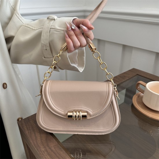 2024 new retro versatile ins commission small bag women's chain women's top bag women's Korean pure color meseped bag