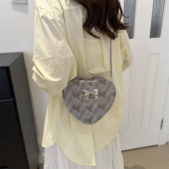 Summer new fashion love printing shoulder bag bow, pure color, simple oblique crossbag personality high value women's bag