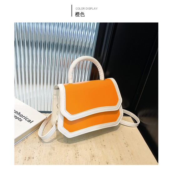 Retro handbag female 2024 new Korean version of the stitching contrasting color ins -shoulder messenger bag