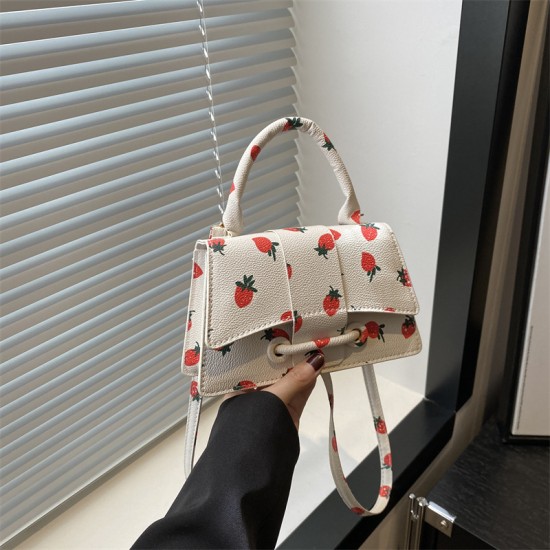 Fashion cute strawberry print small fresh messenger bag 2024 new shoulder bag trendy handbag cross -border