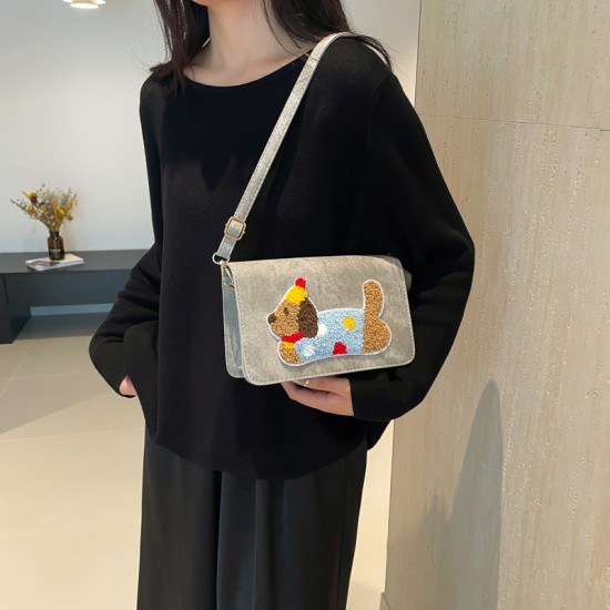 Casual waxic dog bag female 2024 new shoulder axillary bag high -end messenger bag Xiaofang bag foreign trade