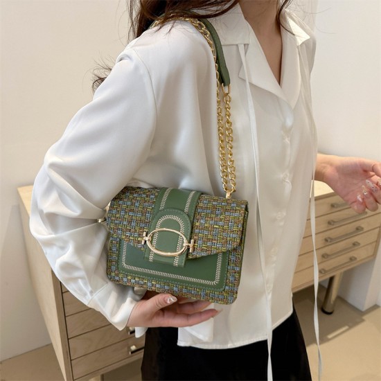 2024 new trend plaid casual women's bag Xiaoxiangfeng metal lock chain Shop shoulder bag messenger Xiaofang women's bag