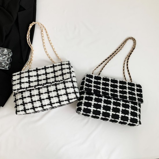 2024 new fashion plaid casual large -capacity bag women's handbags shoulder tilted cross -bag cross -bag commuting trend women's bag