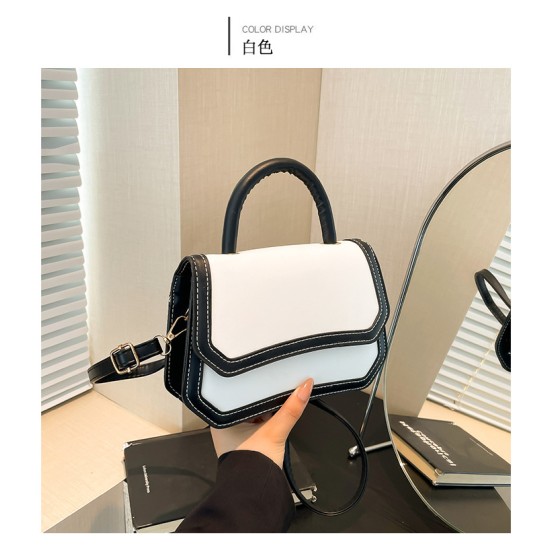 Retro handbag female 2024 new Korean version of the stitching contrasting color ins -shoulder messenger bag