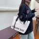 Cross -border large -capacity Tot bag 2024 New canvas bag shoulder bag versatile contrasting color commuting bag class bag