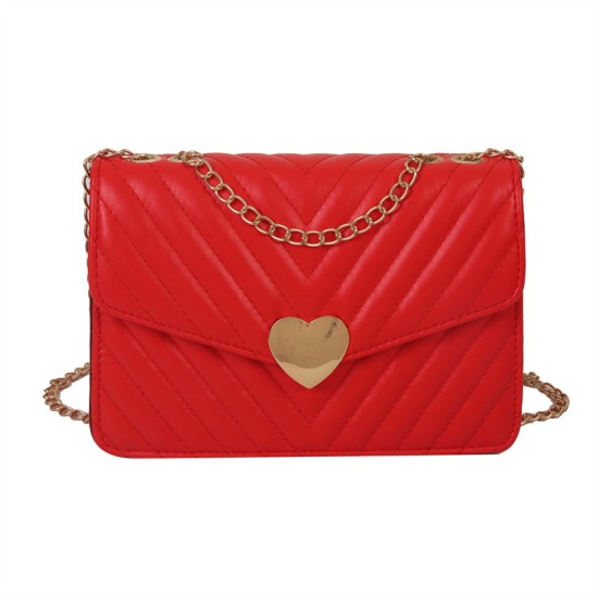 This year's popular women's bag 2024 new texture Lingge embroidery line chain retro love shoulder messenger small bag