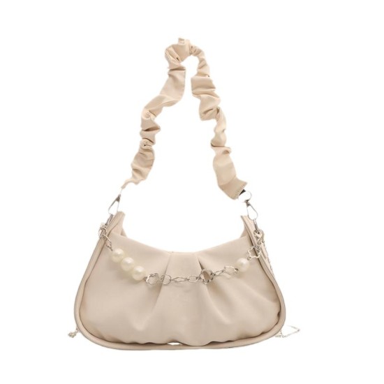 Women's bag 2024 new trendy line Korean version of niche versatile fashion design foreign qi fold pearl chain shoulder bag