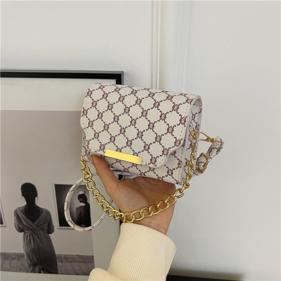 2024 spring and summer new retro printing shoulder bag women in Europe and America retro fashion atmosphere Simple crossbody small square bag