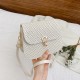 New fashion personality grass compilation of the shoulder bag female niche design lock oblique cross -package summer lace flower handbag