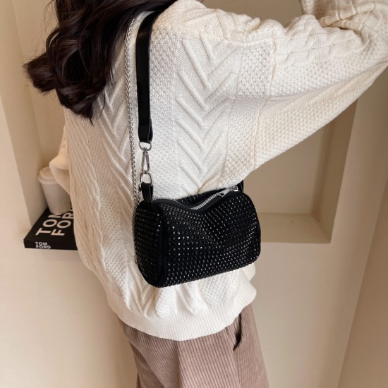 Advanced sensory bright diamond small square bag female 2024 new fashion versatile fashion women's bag niche design shoulder mesengers bag