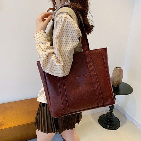 High face value, large -capacity bag female 2024 new Korean edition trendy versatile retro shoulder bag fashion tote bag cross -border