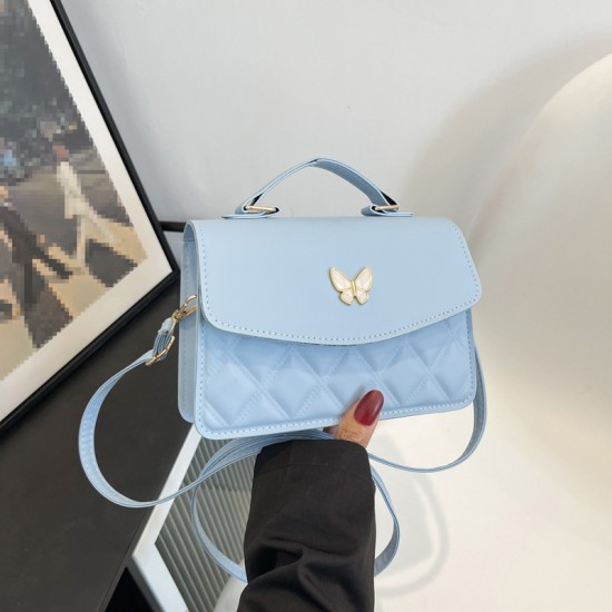 Pure -colored diamond handbag 2024 retro fashion messenger bags simple casual foreign style small bag