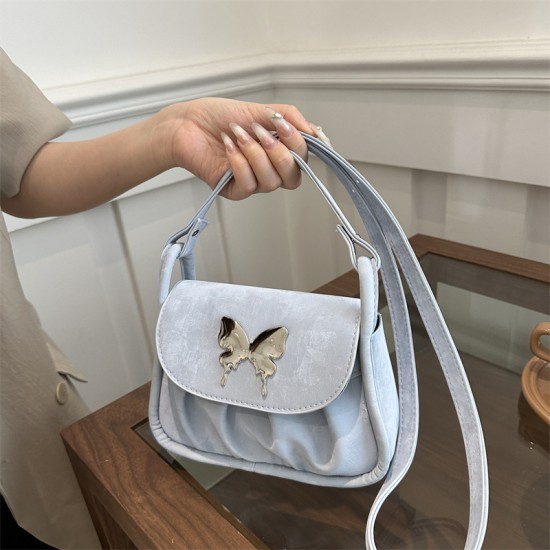 Freshly folds in summer, casual new fashion texture, messenger bag, fresh solid color bow, armpit bag