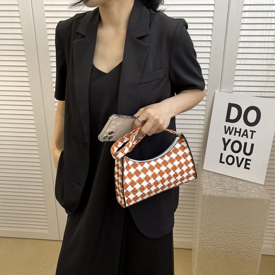 Popular plaid bag female 2024 new trendy simple shoulder bag fashion underarms bag Korean version red mesengers bag