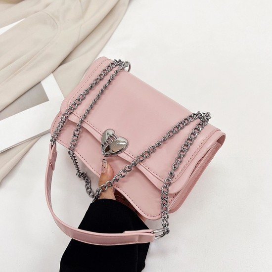 2024 Summer new fashion ladies shoulder bag design feel versatile chain bar crossbody bag casual love small square bag