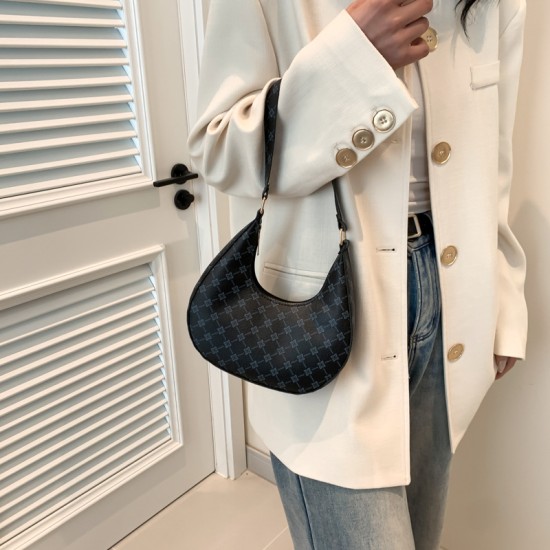 Fashion foreign style Simple shoulder bag casual retro bag female 2024 summer new commute crescent moon bag underarms bag