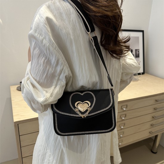 Fashion foreign spirit embroidery line bag female 2024 new popular leisure broadband messenger shoulder shoulder underarms underxial small square bag