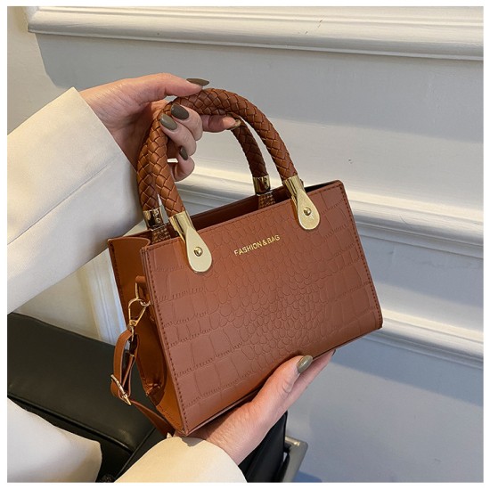 Texture bag female 2024 new fashion versatile INS shoulder bag stone pattern simple foreign qi cross -border handbag