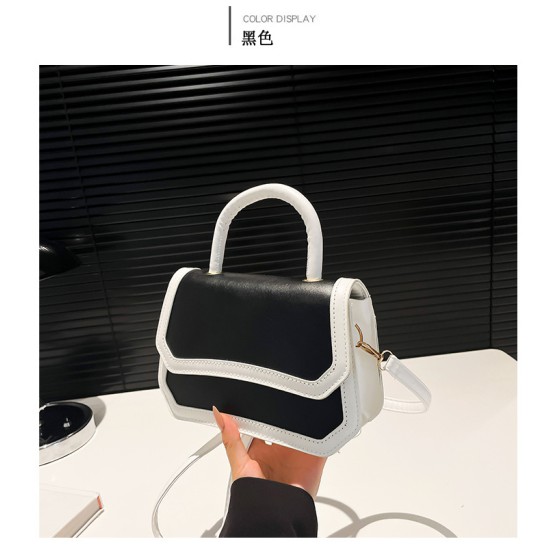 Retro handbag female 2024 new Korean version of the stitching contrasting color ins -shoulder messenger bag