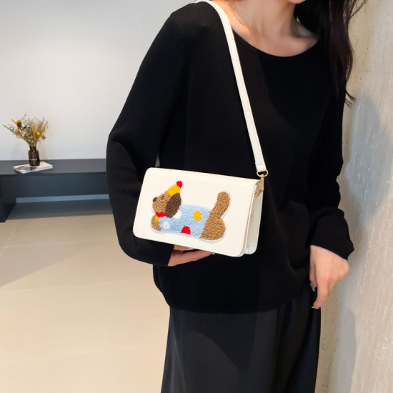 Casual waxic dog bag female 2024 new shoulder axillary bag high -end messenger bag Xiaofang bag foreign trade