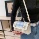 Fashion contrasting small square bag simple double plaid Korean version of casual leisure out handbags with high -level sense versatile crossbody bags