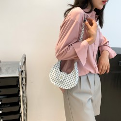 Daily casual shoulder bag crescent bag shoulder bag female casual underarm bag female Korean version retro old flower casual shoulder bag