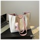 Fashion texture bag female 2024 new leisure simple contrasting color shoulder bag Student commute tote bag cross -border