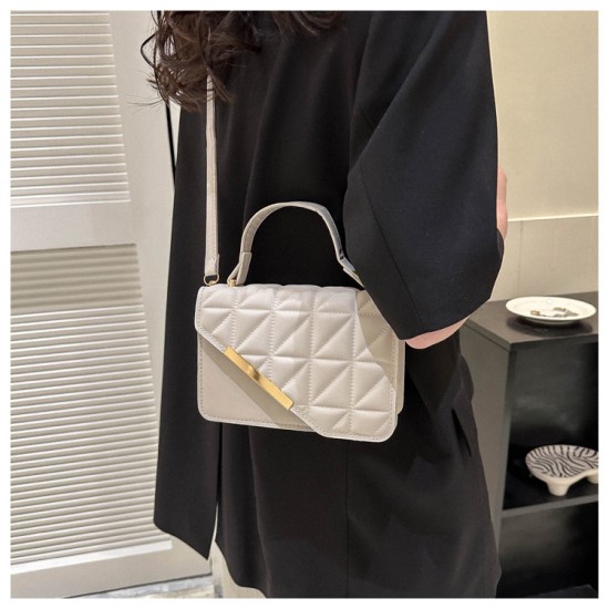 Lingge embroidered line fashion bag female 2024 new shoulder messenger bag texture, foreign bag, small square bag cross -border cross -border