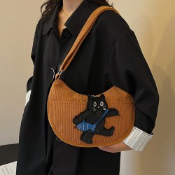 Cartoon Cat Girl Velvet Crossbody Bag Cute Soft Girl Bag Female Simple and Permanent Leisure Dumpling Bag Foreign Trade