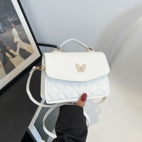 Pure -colored diamond handbag 2024 retro fashion messenger bags simple casual foreign style small bag