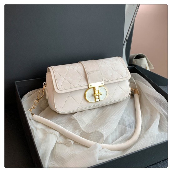 Lingge embroidery line Western gas chain bag female 2024 new trendy fashionable shoulder bag personalized lock shoulder bag