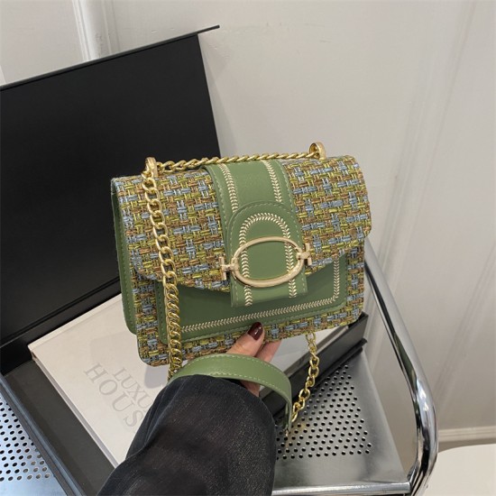 2024 new trend plaid casual women's bag Xiaoxiangfeng metal lock chain Shop shoulder bag messenger Xiaofang women's bag