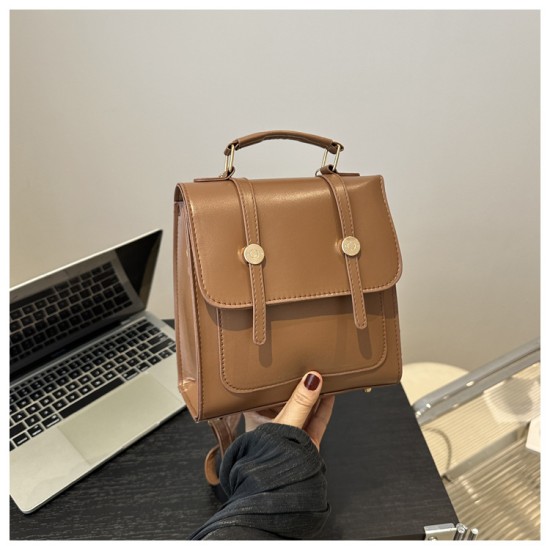 2024 spring and summer Student shoulder bag multi -function messenger bag new niche American retro buckle lady backpack