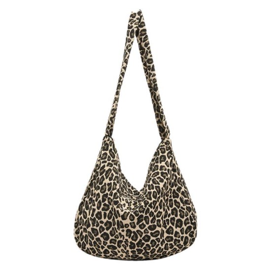 Japanese minimalist canvas bag female 2024 new fashion leopard shoulder shoulder messenger bag