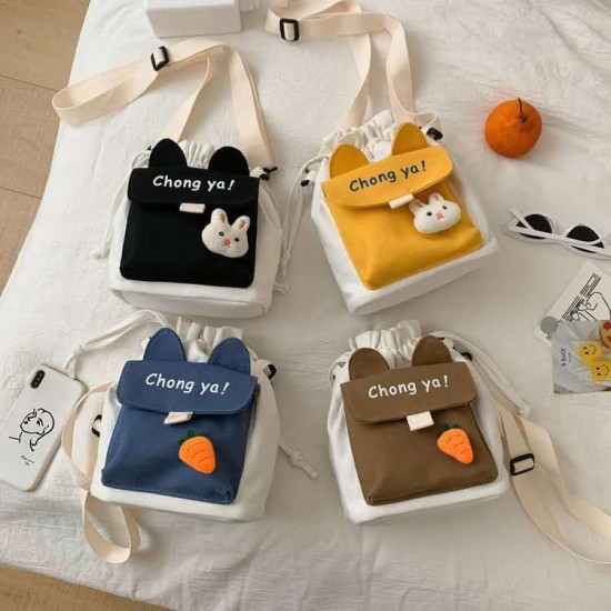 Niche Korean version of cute canvas Bausson line retro literary female student crossbody bag new fashion versatile leisure bag