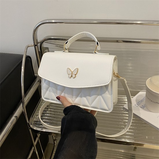 Pure -colored diamond handbag 2024 new retro fashion crossbody bag simplicity, casual foreign gas shoulder small bag