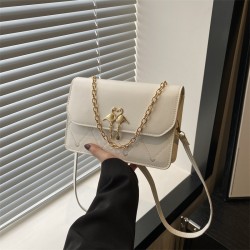 Fashion bag new 2024 foreign lady's trendy texture casual simple shoulder bag contrasting color crossbag chain bag