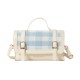 Fashion contrasting small square bag simple double plaid Korean version of casual leisure out handbags with high -level sense versatile crossbody bags