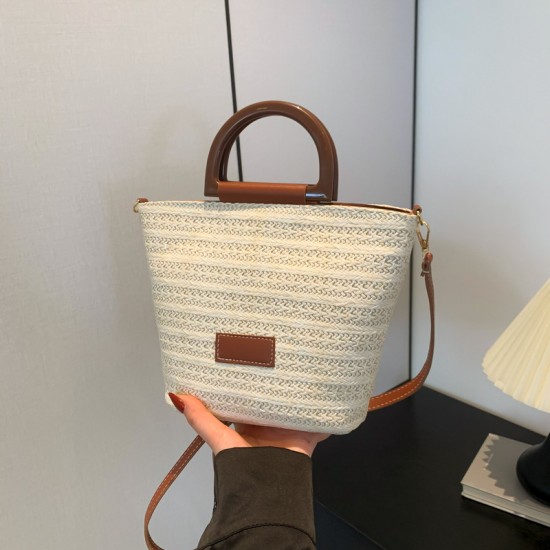 Weaving fashion retro bucket bag summer new versatile ins crossbody bag casual Korean version of foreign female shoulder bag