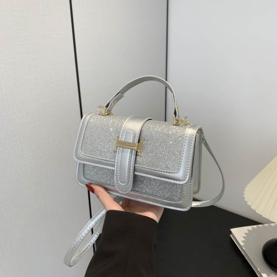 Shining stitching popular small square bag female 2024 new summer temperament handbag Korean version of foreign gas shoulder mesengers