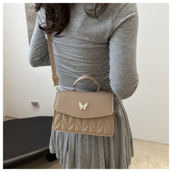 Pure -colored diamond handbag 2024 new retro fashion crossbody bag simplicity, casual foreign gas shoulder small bag