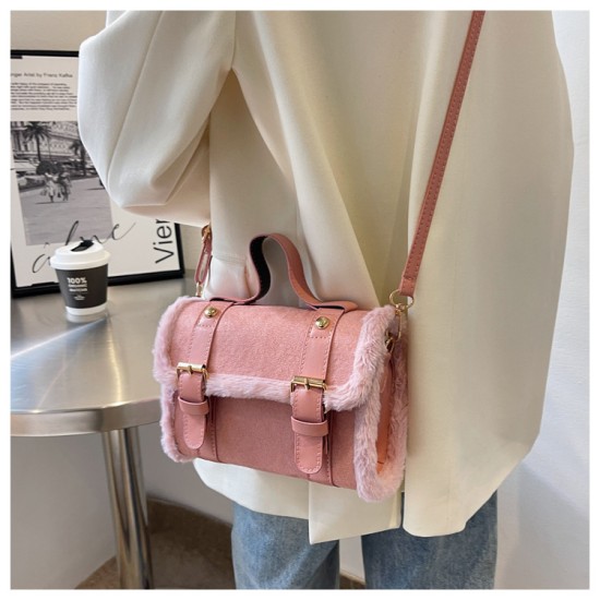 Bag female 2024 autumn and winter new Korean version of fashion retro plush small square bag handbags handbag sheets mesengers wrapped women's bag