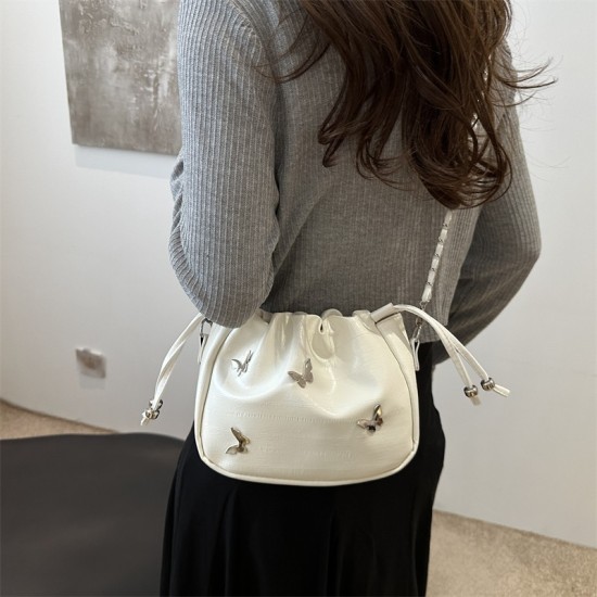 This year's popular women's bag 2024 new summer simplicity butterfly chain bag Korean drawing rope barrel barbody bag women