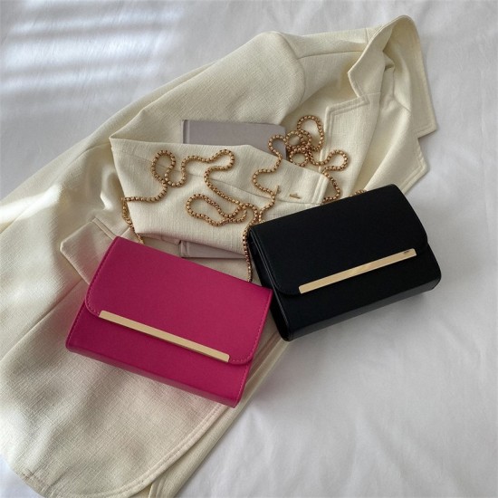 The new foreign trade Korean version of the small square bag fashion women's bag casual chain shoulder bag simple texture pure color oblique crossbag